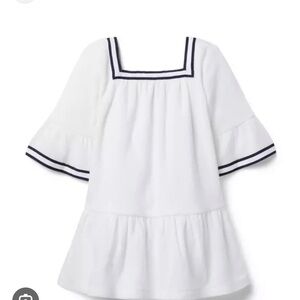 3T Janie and Jack White terry cloth swim Dress coverup with Navy Trim. Runs big